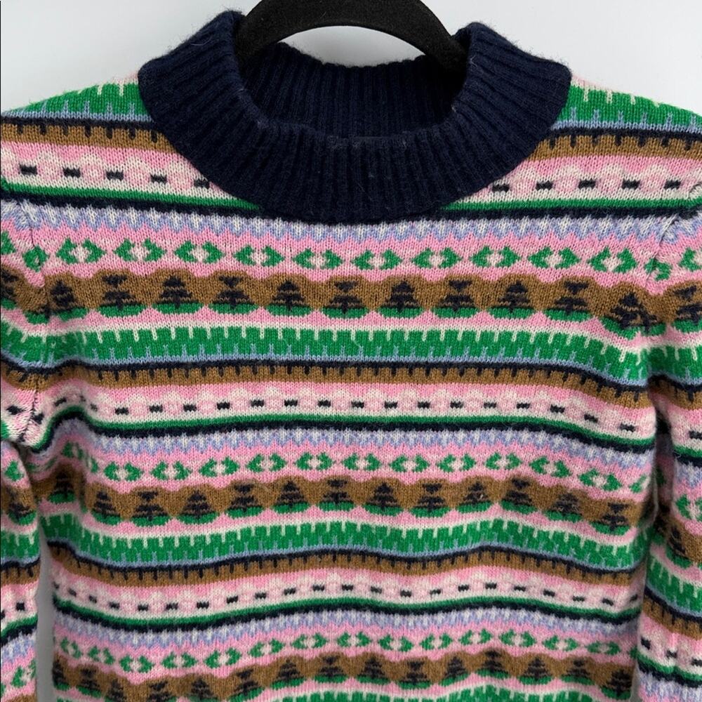 J. Crew wool blend Fair Isle knit mock neck pullover sweater sz XS